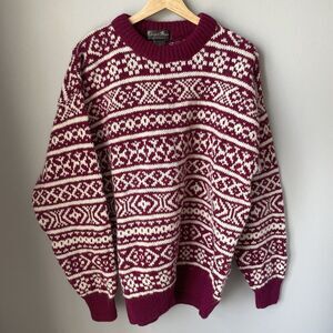 NEW EDWARD BRYAN ENGLAND VINTAGE MEN L‎ FAIR ISLE ARGYLE HEAVY LS SWEATER ALPACA